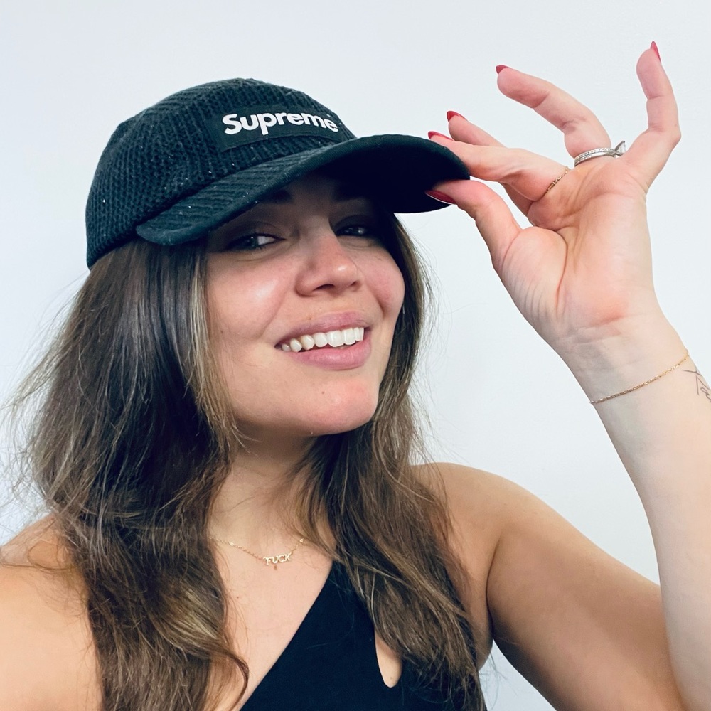 SUPREME crochet biker hat